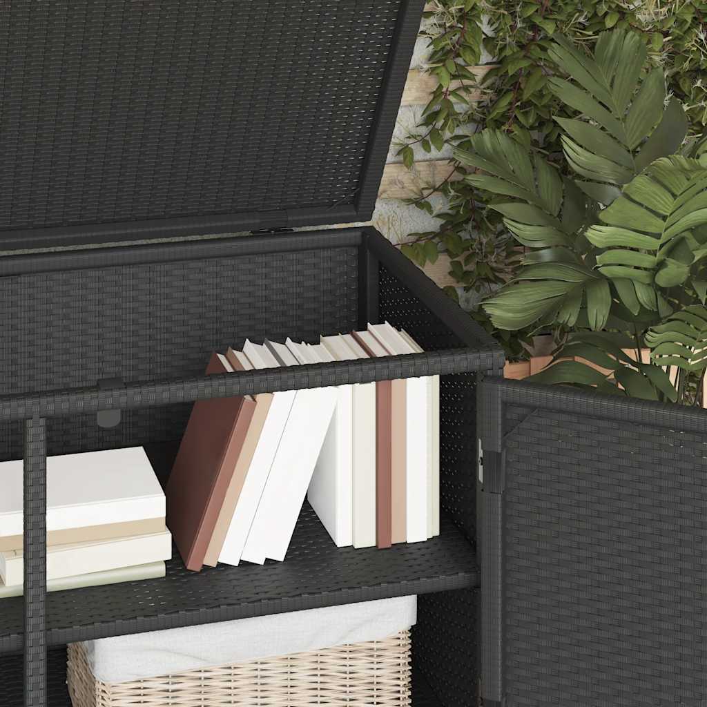 Garden Storage Cabinet Black 110x55x60.5 cm Poly Rattan